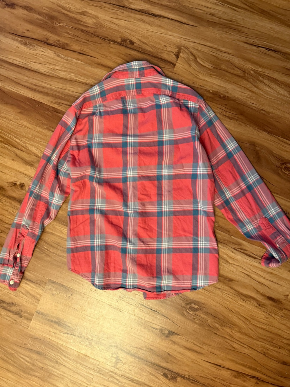 Men's Red Plaid Button-Up Shirt - Picture 7 of 7